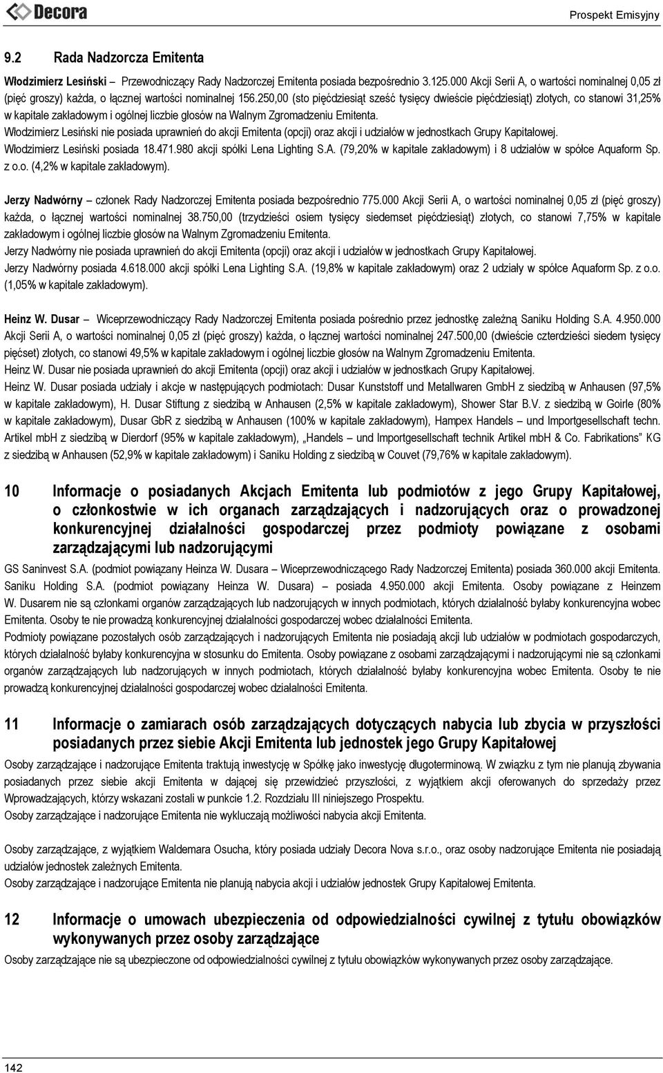 250,00 (sto pięćdziesiąt sześć tysięcy dwieście pięćdziesiąt) złotych, co stanowi 31,25% w kapitale zakładowym i ogólnej liczbie głosów na Walnym Zgromadzeniu Emitenta.