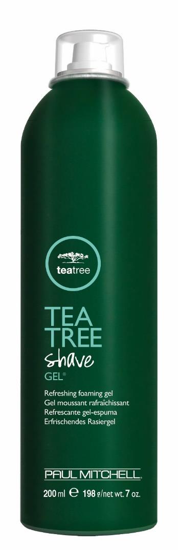 Tea Tree Shave Gel Gęsta, bogata w składniki odżywcze pianka do golenia w żelu, która zapewnia dokładne golenie oraz uczucie orzeźwienia.