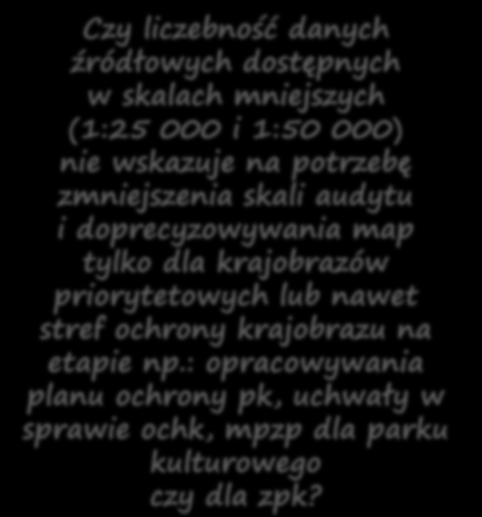 Podstawowa skala gromadzenia i wizualizacji materiałów źródłowych: 1:10 000 Czy skala proponowana dla opracowania na poziomie regionalnym nie jest bardziej adekwatna dla opracowań wykonywanych na