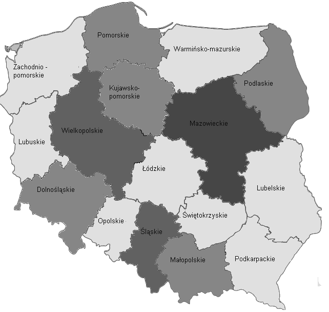 Regonalne zróżncowane wykorzystana technolog 187 Na rysunku 1 przedstawono grupowane województw z wykorzystanem zmennej syntetycznej oraz przynależność poszczególnych województw do danej grupy.