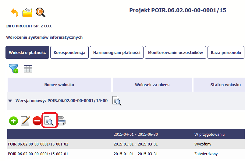 Jeżeli jest to jedyna wersja tego wniosku to system otworzy go w trybie odczytu.