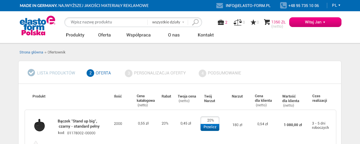 +48 95 735 10 06 zuzanna.stasiak@elasto-form.pl Nr: 8750/2014 z dnia: 15-01-2014 Pracownik koordynujący: Zuzanna Stasiak, Account Executive Tel. +48 95 735 10 06 zuzanna.stasiak@elasto-form.pl Dziękujemy serdecznie za przesłane zapytanie.