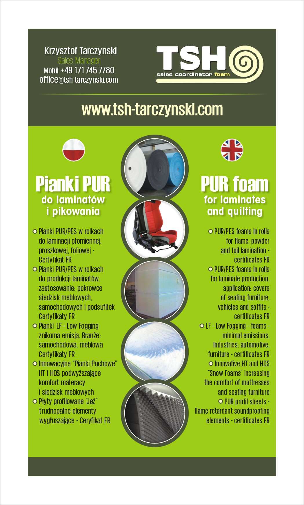 elastyczność punktowa Pianki PUR do laminatów i pikowania.