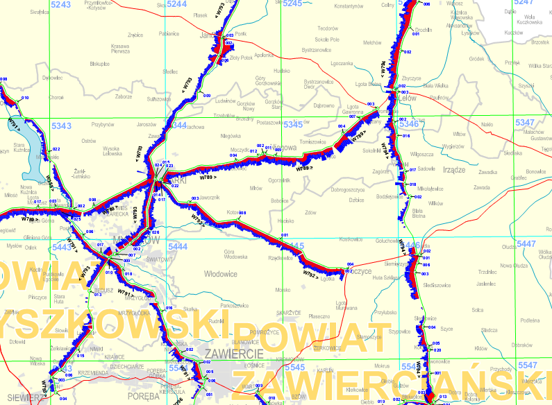 fragment mapy sieci drogowej