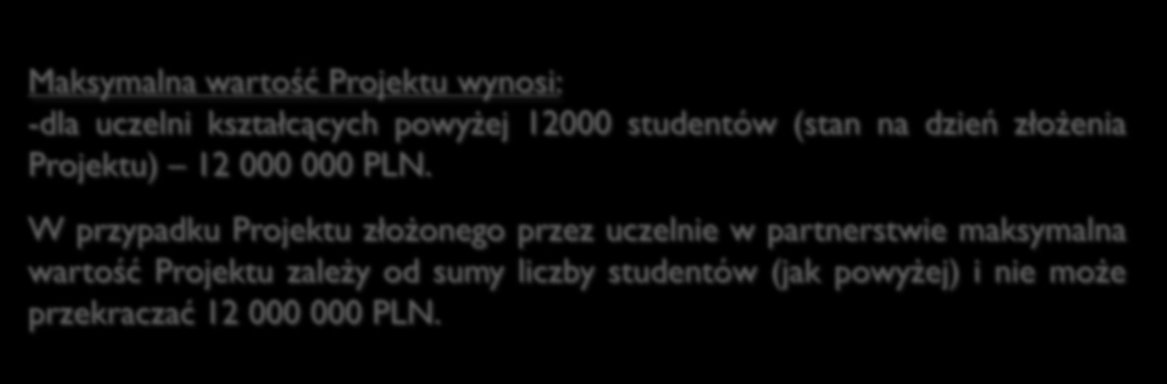 "Nowe Programy Kształcenia" - termin: luty 2016 r. Kryteria dostępu (0/1 pkt.) 4. Projekt trwa nie krócej niż 24 miesiące i nie dłużej niż 72 miesiące 5.