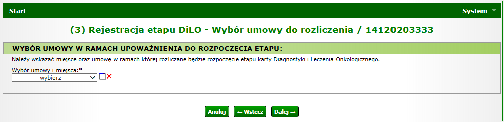 Rejestracja rozpoczęcia etapu: Konsylium W trzecim kroku należy wybrać ze słownika miejsce