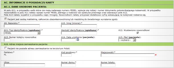 podejmowania samodzielnych decyzji, dostępnych danych identyfikacyjnych formularz