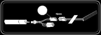 6) Przeprowadzić przez wycięty otwór przewody od akumulatora do wnętrza osłony rolety: - Jeżeli akumulator jest montowany wewnątrz obudowy rolety.