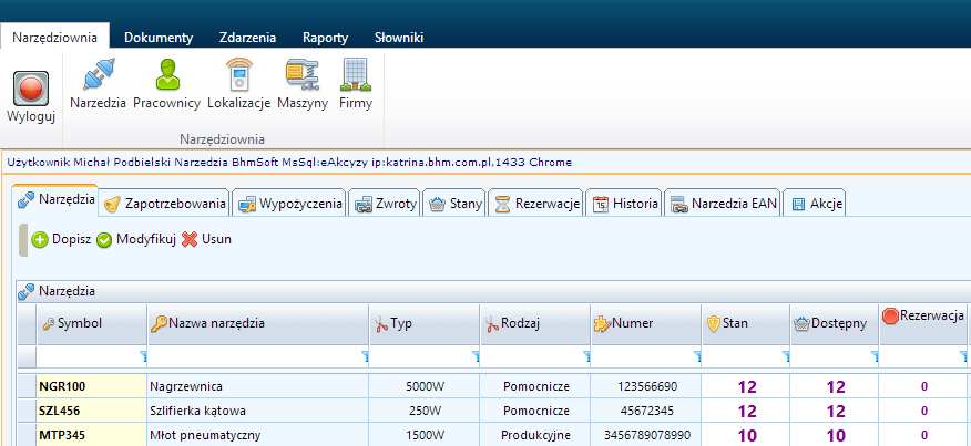 1. Narzędziownia Narzędziownia to niezwykle prosty i intuicyjny program, który zawiera wszystkie informacje niezbędne do ewidencji obrotu narzędziami.