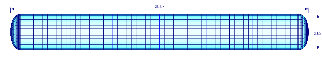 ABC 6.2 - Obiekt3D Wybrano kształt Ŝebra Proste i na kolejnej zakładce wpisano wymiary pierścienia 200 x 28 mm. Po naciśnięciu przycisku powrót pokazał się przekrój pierścienia.