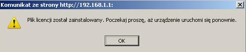 Ekran 18: System RadioOS - rejestracja Wróć do systemu RadioOS (adres http://192.168.1.1/). Ponownie wybierz z menu pozycję Rejestracja. Kliknij Wybierz plik.