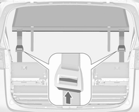 Schowki 101 Montaż za przednimi fotelami Zdejmowanie W ramie dachu nad obydwoma przednimi fotelami znajdują się otwory montażowe: zawiesić i zatrzasnąć pałąk siatki po jednej stronie, a następnie