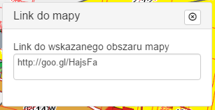 9 Rysunek 19. Okno z linkiem do aktualnego obszaru mapy. 2.8. Ikony narzędziowe wskaż współrzędne na mapie. Rysunek 20. Wskaż współrzędne na mapie Kliknięcie we wskazaną ikonę (Błąd!