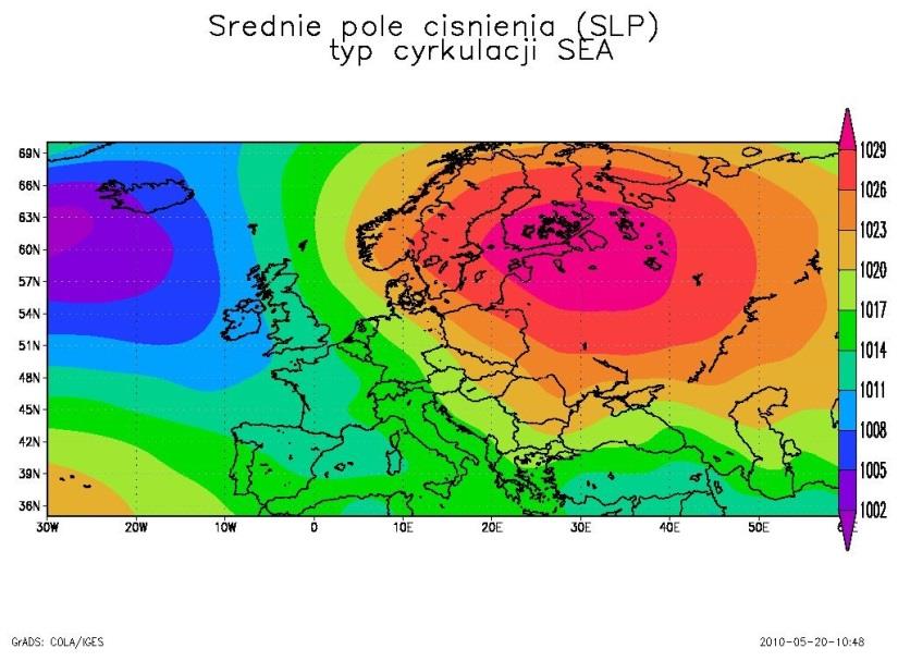 Typy cyrkulacji atmosferycznej wg J. Lityńskiego NWa Wzorce typów cyrkulacji atmosferycznej według J.