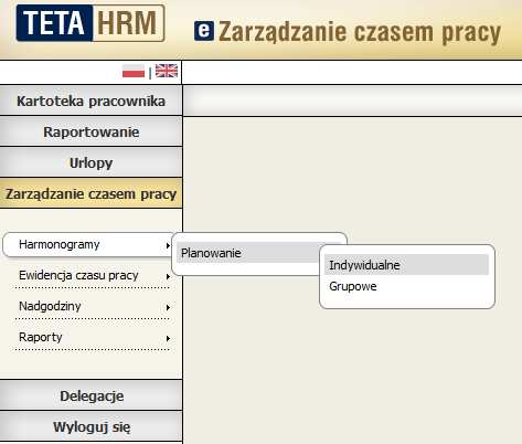HARMONOGRAMY PRACY INSTRUKCJA OBSŁUGI (opcja tylko dla kierowników) Harmonogramy są jednym z elementów Zarządzania czasem pracy.