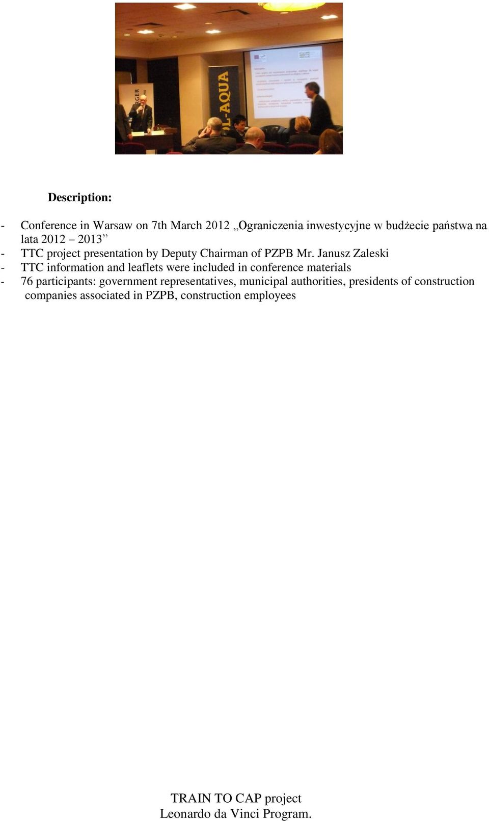 Janusz Zaleski - TTC information and leaflets were included in conference materials - 76