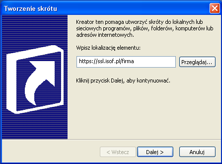 3. Ustawienia dla Internet Explorer Po tej operacji pojawi się dialog w którym podajemy adres ISOF-a: https://ssl.isof.