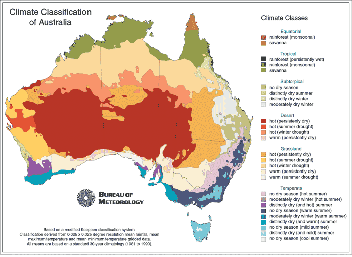 Ryc. 3. Strefy klimatyczne Australii Źródło:http://www.environment.gov.au, data odczytu data odczytu 12.05.2010 1.