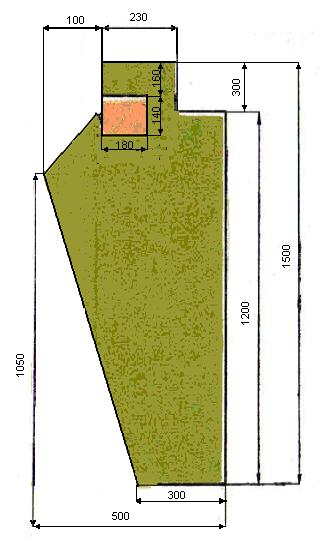 Figura bojowa nr 40a Wykonana z blachy szarej o grubości 0,8mm, o wymiarach podanych na rysunku, pomalowana farbą olejną w kolorach khaki i żółtym jak na rysunku. 15. 37462180-9 szt.