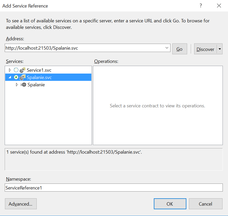 a) W panelu Solution Explorer z menu kontekstowego dla węzła projektu aplikacji konsolowej wybierz opcję Add Service Reference. b) W oknie kreatora referencji do usługi kliknij przycisk Discover.