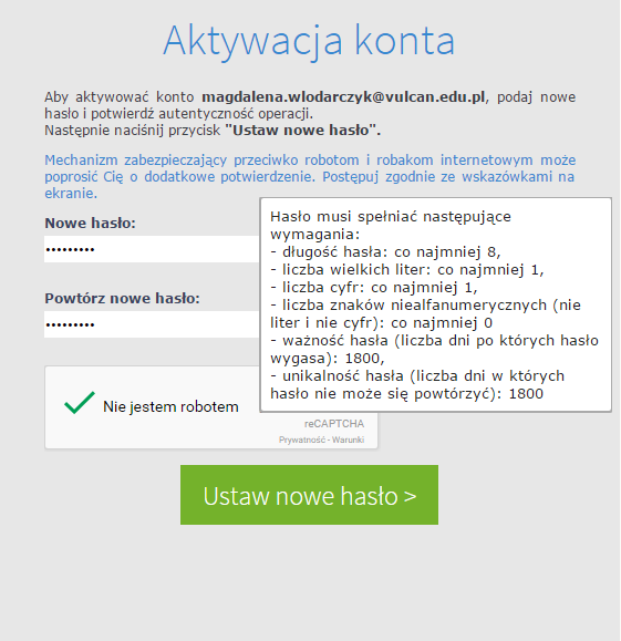 Informacje podstawowe o systemie Uczniowie Optivum NET + Odebrać wiadomość, przeczytać ją i kliknąć odsyłacz do strony, na której możliwe będzie wprowadzenie hasła dostępu.