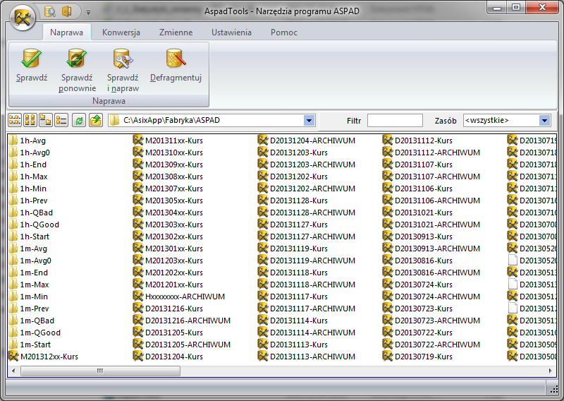 1. Wstęp 1.1. Przeznaczenie programu AspadTools Program AspadTools jest przeznaczony do przetwarzania i konserwacji plików archiwum typu Y, M, D i H. Pozwala on na: konwersję archiwum na inny typ (np.