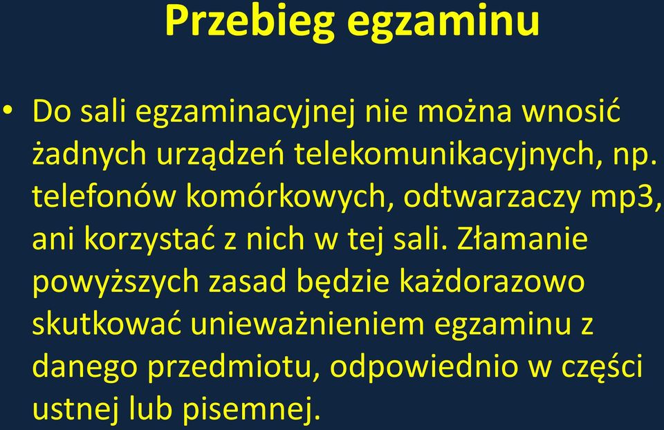 telefonów komórkowych, odtwarzaczy mp3, ani korzystać z nich w tej sali.