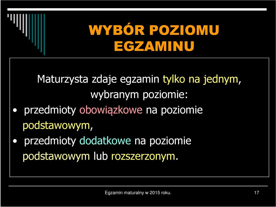 poziomie podstawowym, przedmioty dodatkowe na poziomie