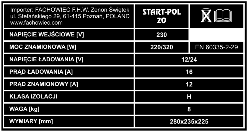 c) Ładowanie szybkie. - Podłączyć prostownik do sieci elektrycznej. - Włączyć urządzenie przyciskiem (1) ustawiając w pozycji ON. - Przycisk (2) ustawić na pozycję BOOST.