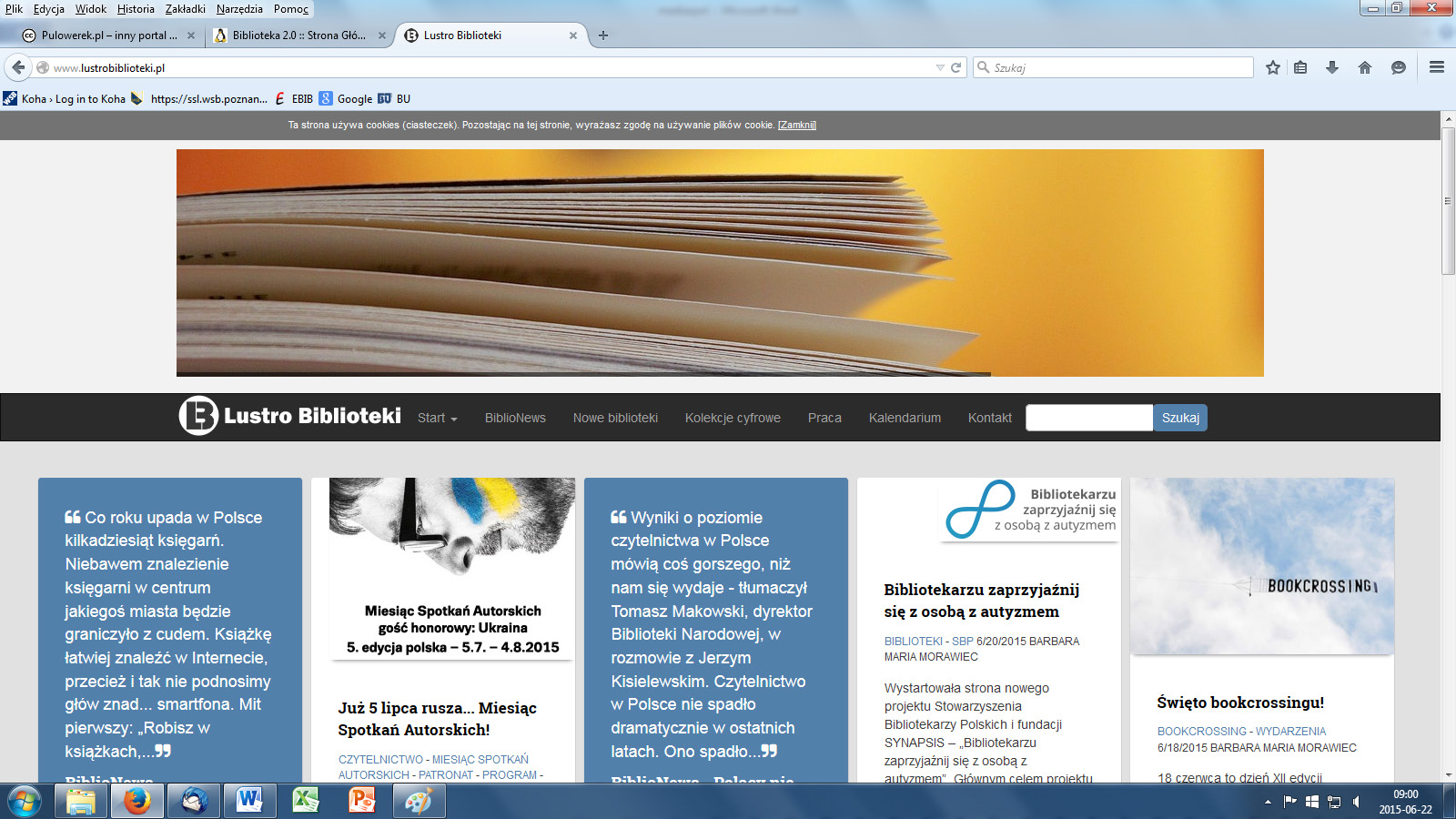 Media społecznościowe w służbie bibliotek Rysunek 5. Strona portalu Lustro Biblioteki Źródło: http://www.lustrobiblioteki.pl/.