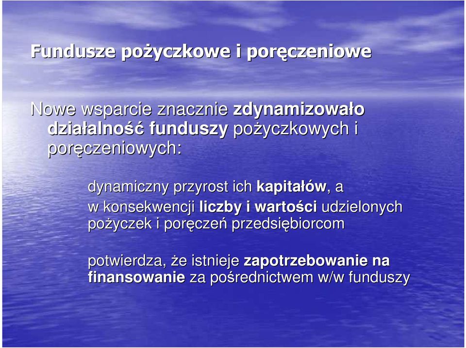 kapitałów,, a w konsekwencji liczby i wartości udzielonych poŝyczek i poręcze czeń