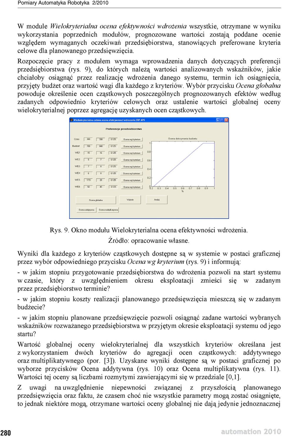 9), do których nale warto ci analizowanych wska ników, jakie chcia oby osi gn przez realizacj wdro enia danego systemu, termin ich osi gni cia, przyj ty bud et oraz warto wagi dla ka dego z kryteriów.