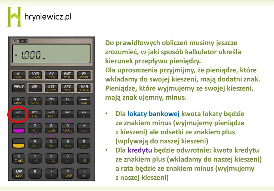 Pieniądze, które wyjmujemy ze swojej kieszeni, mają znak ujemny, minus.