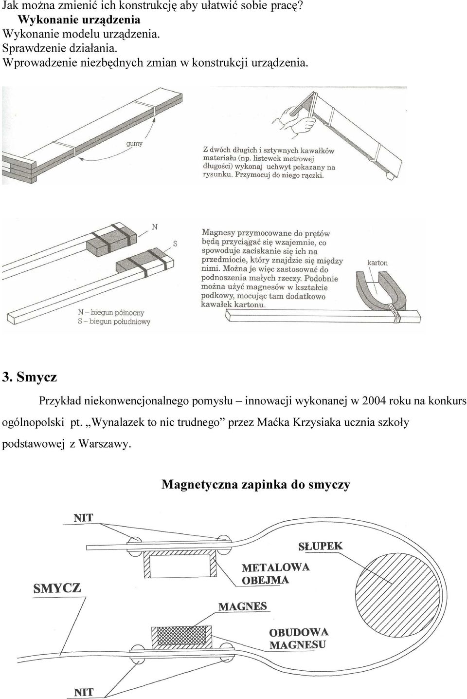 Wprowadzenie niezbędnych zmian w konstrukcji urządzenia. 3.