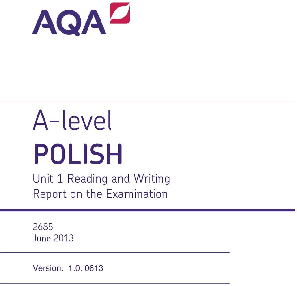 Report on the Examination