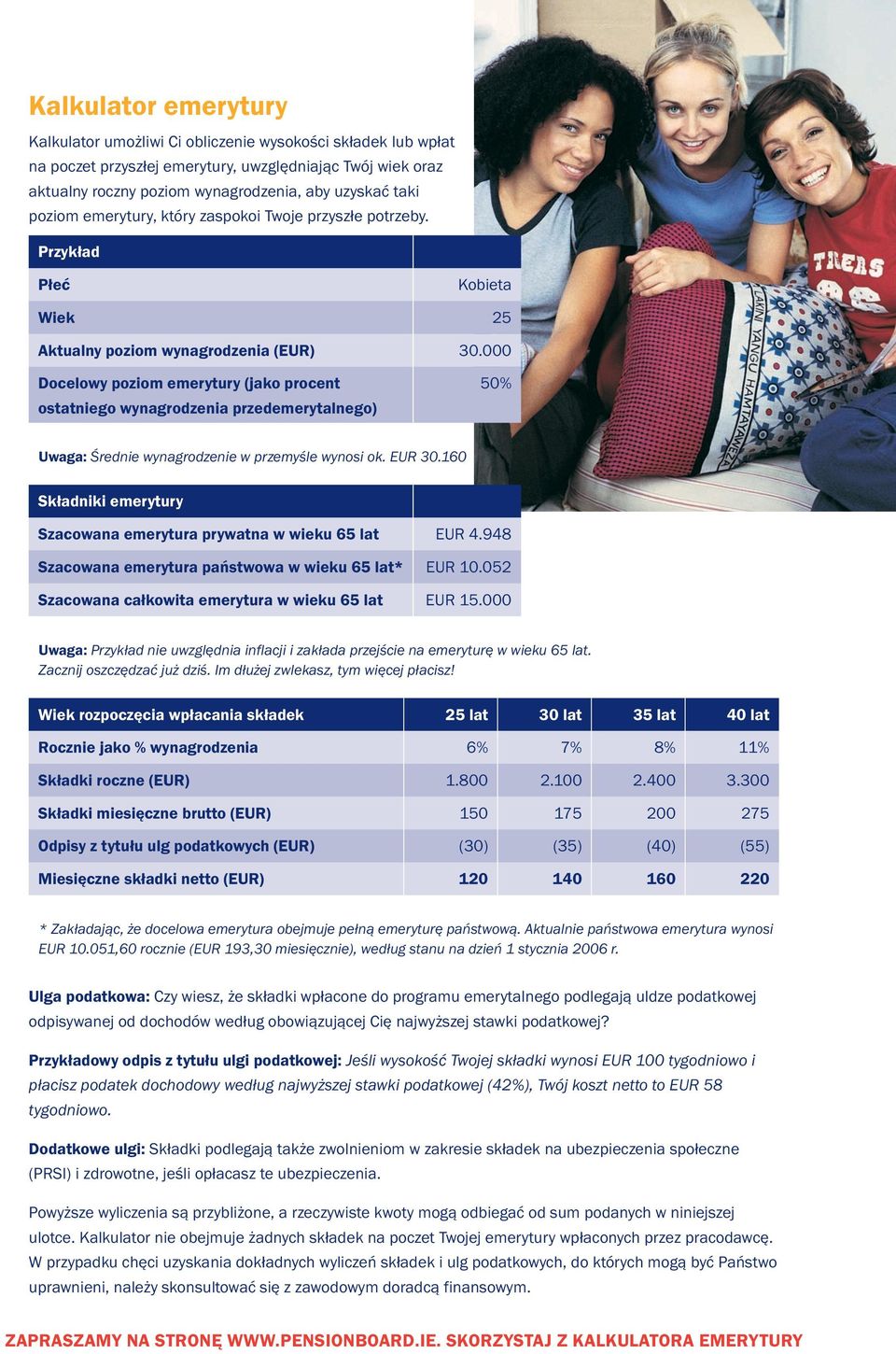 000 Docelowy poziom emerytury (jako procet ostatiego wyagrodzeia przedemerytalego) 50% Uwaga: Średie wyagrodzeie w przemyśle wyosi ok. EUR 30.