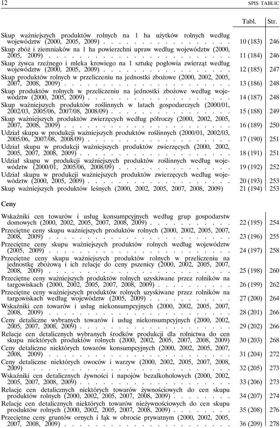 ....................... 11 (184) 246 Skup żywca rzeźnego i mleka krowiego na 1 sztukę pogłowia zwierząt według województw (2000, 2005, 2009).