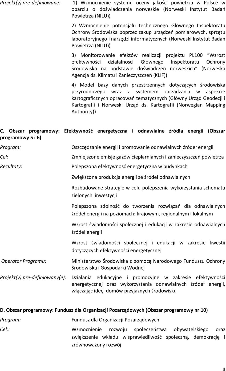 Monitorowanie efektów realizacji projektu PL100 Wzrost efektywności działalności Głównego Inspektoratu Ochrony Środowiska na podstawie doświadczeń norweskich (Norweska Agencja ds.