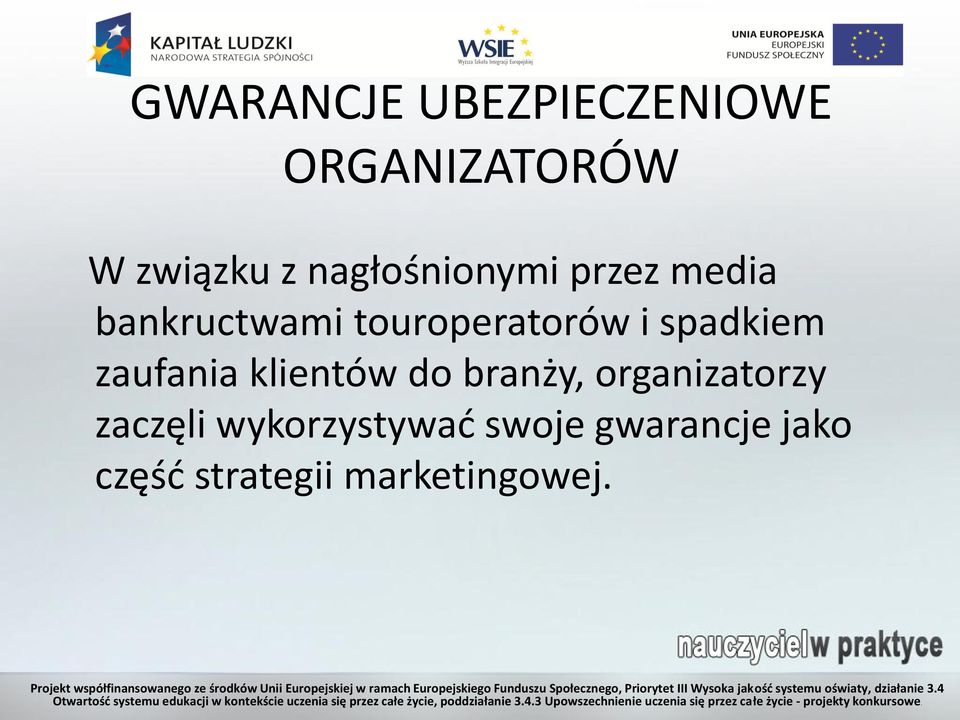 spadkiem zaufania klientów do branży, organizatorzy