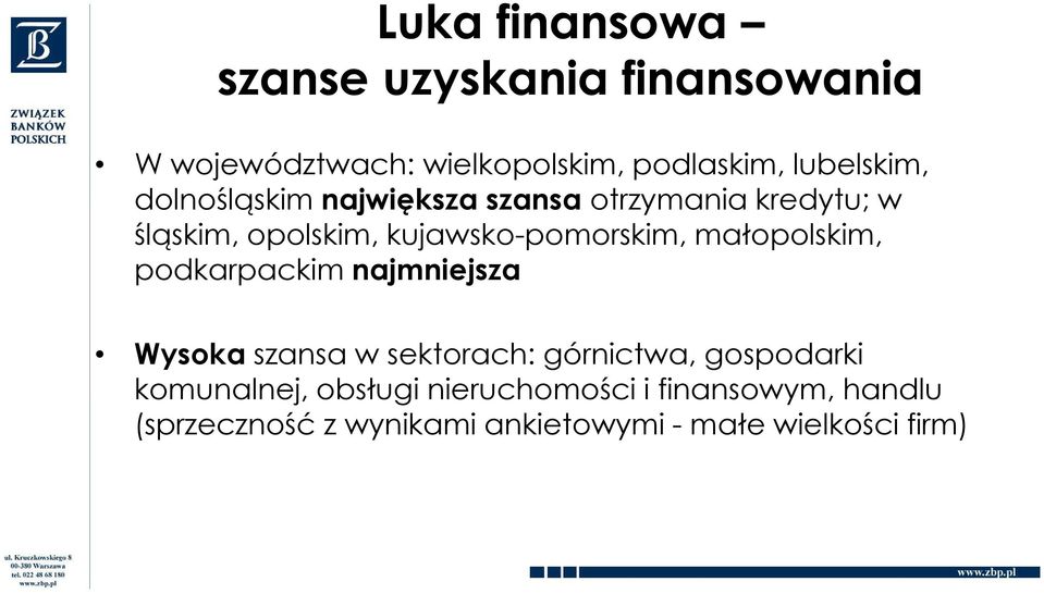 kujawsko-pomorskim, małopolskim, podkarpackim najmniejsza Wysokaszansa w sektorach: górnictwa,