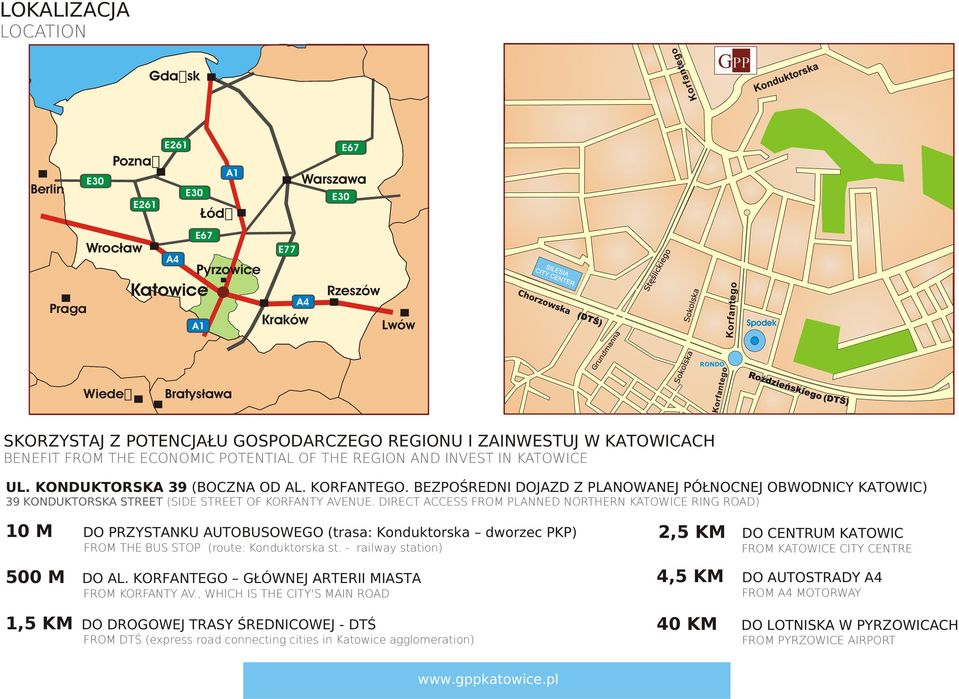 BEZPOŒREDNI DOJAZD Z PLANOWANEJ PÓ NOCNEJ OBWODNICY KATOWIC) 39 KONDUKTORSKA STREET (SIDE STREET OF KORFANTY AVENUE.