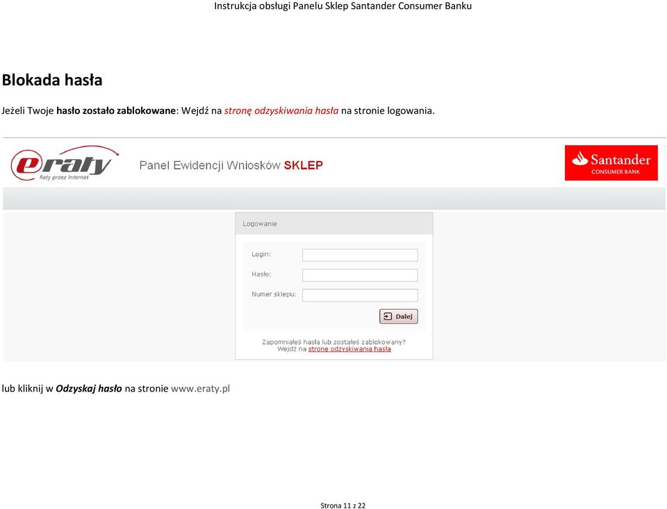 hasła na stronie logowania.