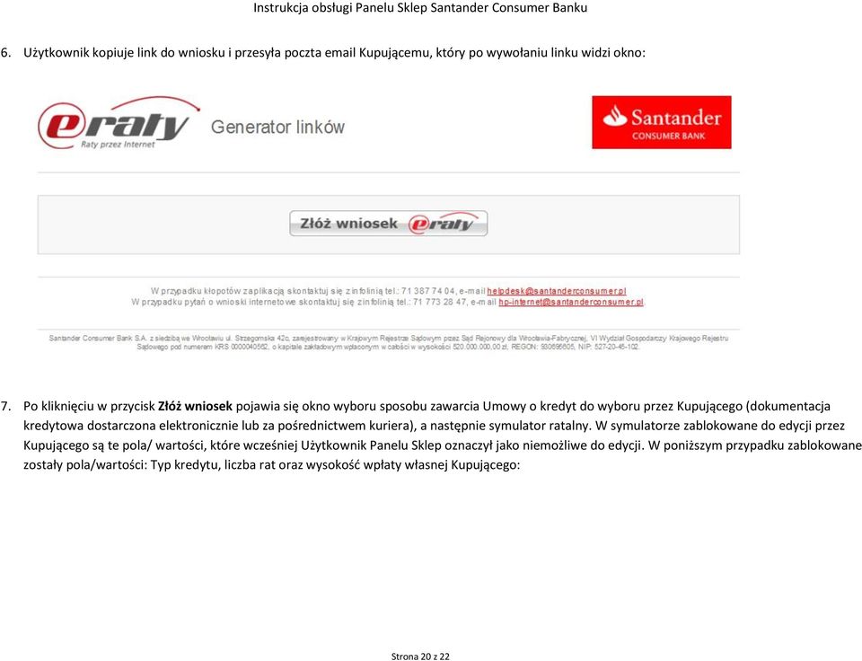 elektronicznie lub za pośrednictwem kuriera), a następnie symulator ratalny.