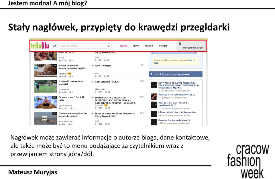 dane kontaktowe, ale także może być to menu