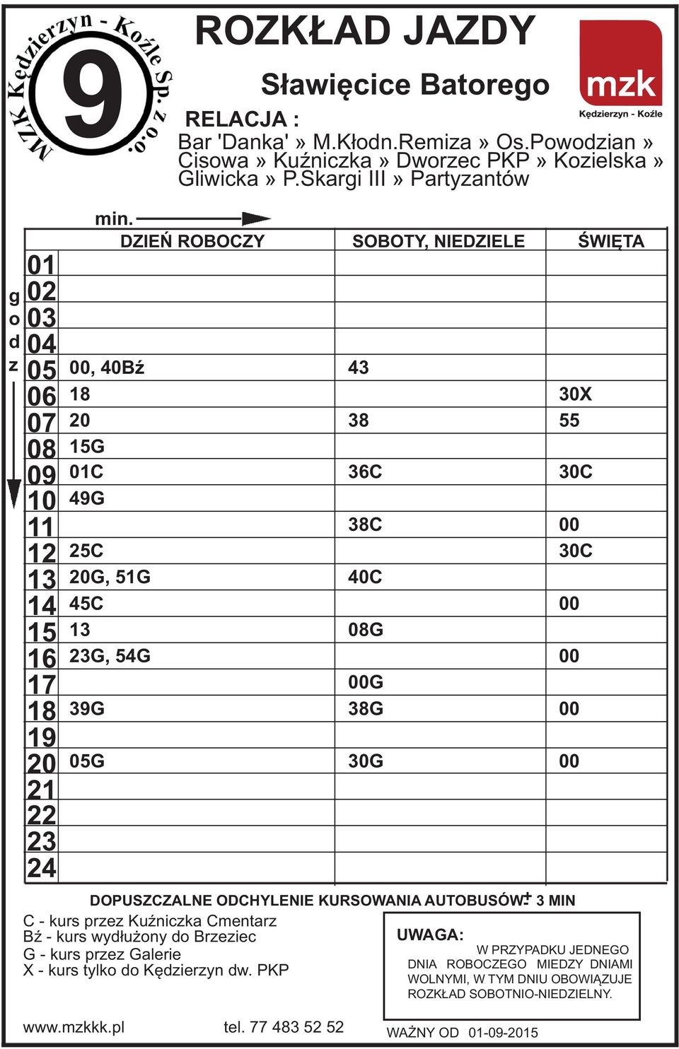 Skari III» Partyantów 00, 40BŸ G C 49G 25C G, 51G 45C G, 54G 39G G DZIEÑ ROBOCZY C - kurs pre