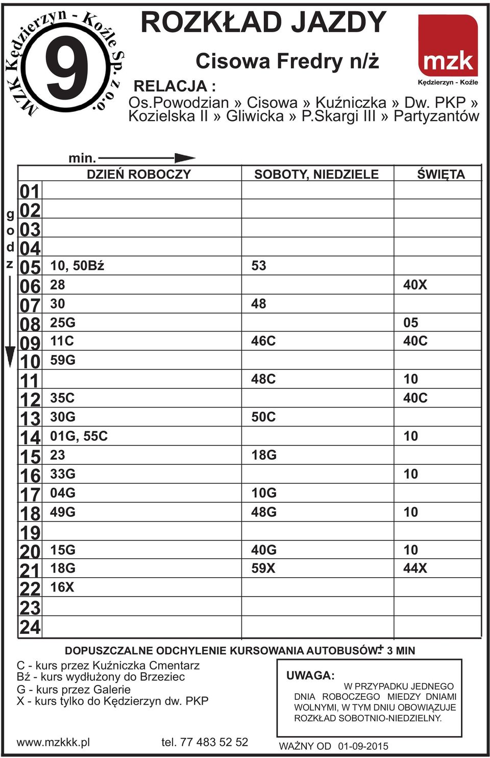48 46C 48C 50C G G 48G 40G 59X C - kurs pre KuŸnicka Cmentar BŸ - kurs wy³u
