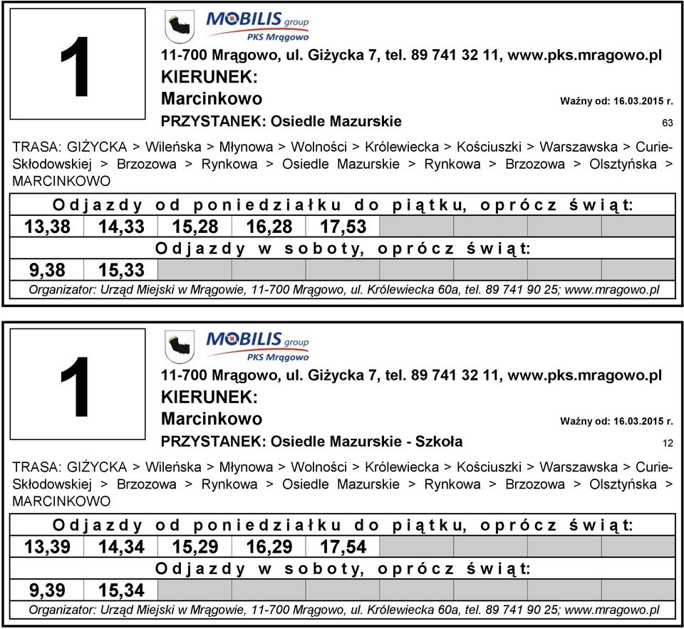 PRZYSTANEK: Osiedle Mazurskie -