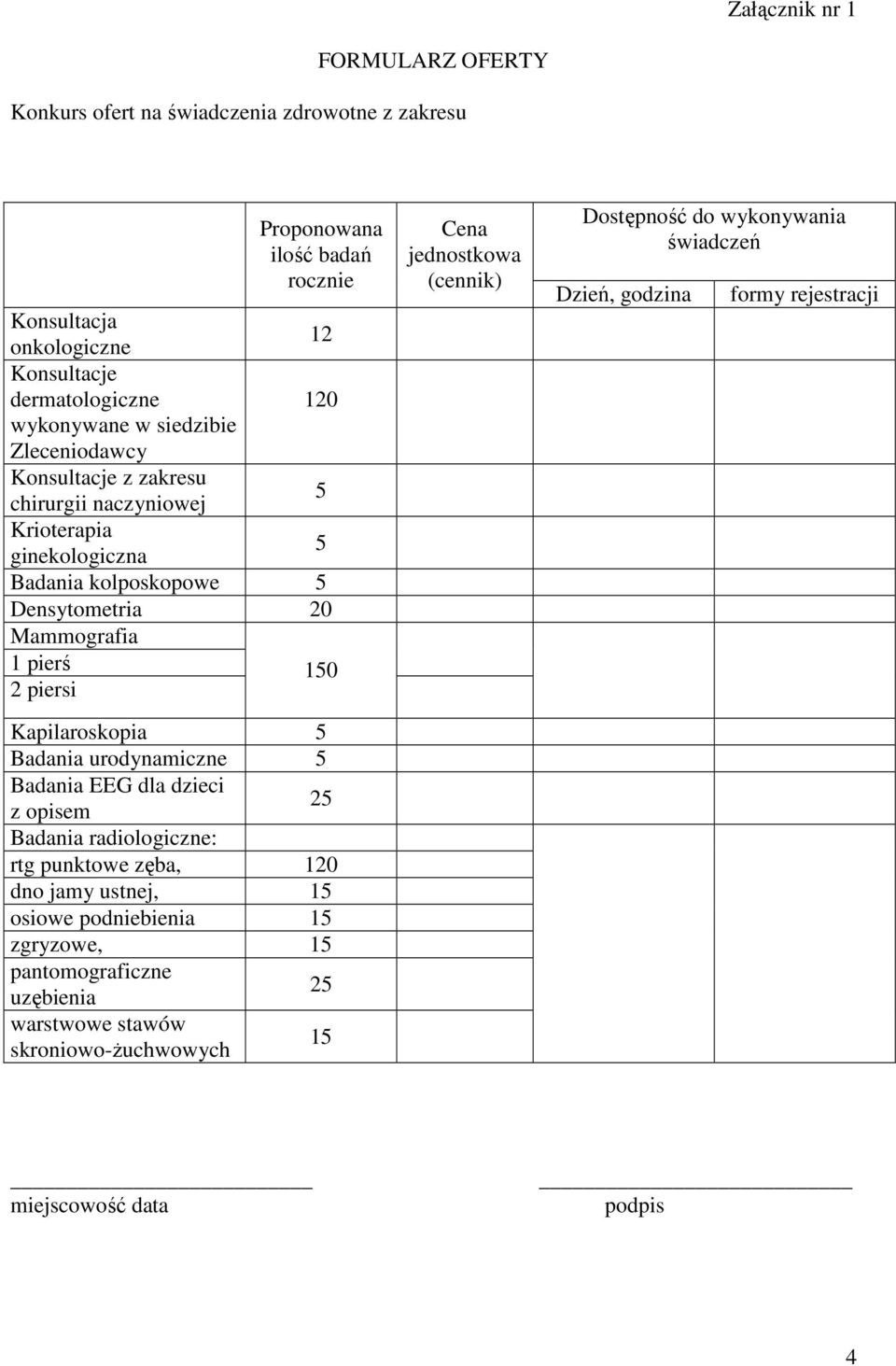 150 Kapilaroskopia 5 Badania urodynamiczne 5 Badania EEG dla dzieci z opisem 25 Badania radiologiczne: rtg punktowe zęba, 120 dno jamy ustnej, 15 osiowe podniebienia 15 zgryzowe, 15