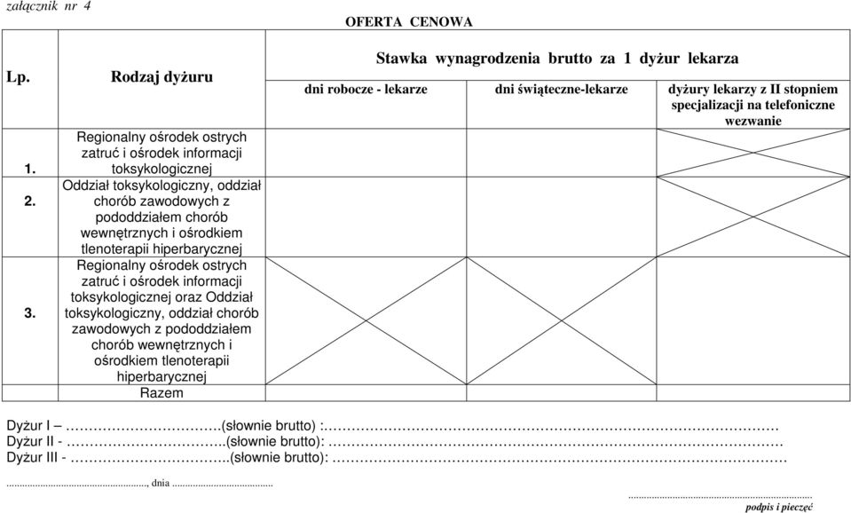 tlenoterapii hiperbarycznej Regionalny ośrodek ostrych zatruć i ośrodek informacji toksykologicznej oraz Oddział toksykologiczny, oddział chorób zawodowych z pododdziałem chorób