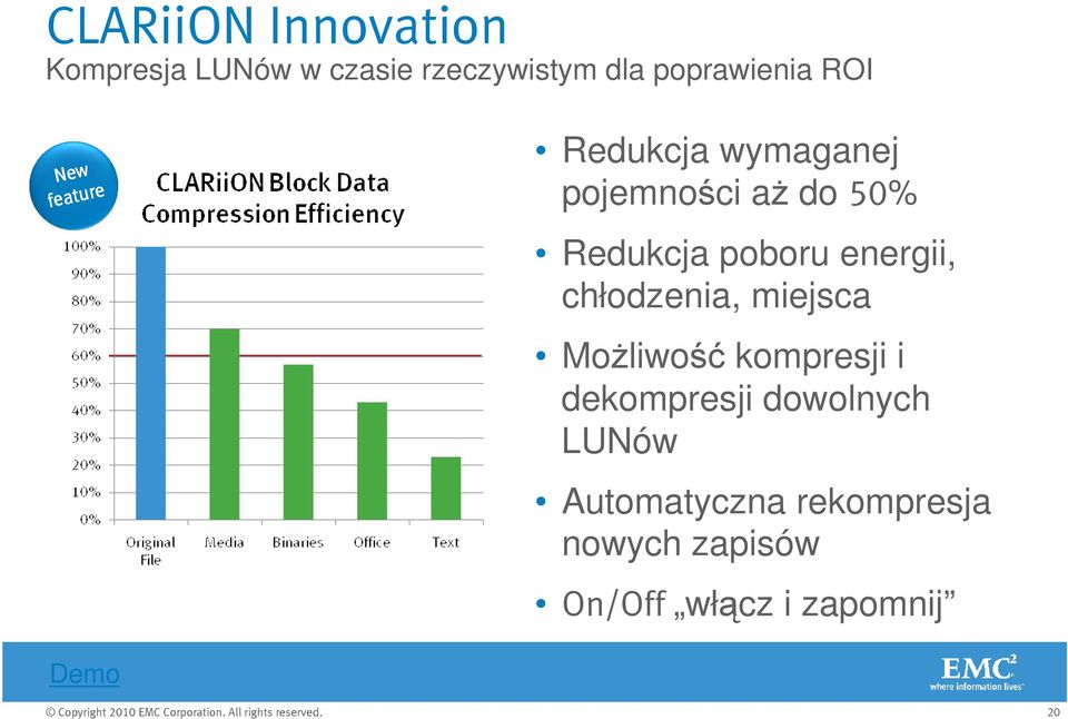 energii, chłodzenia, miejsca MoŜliwość kompresji i dekompresji dowolnych